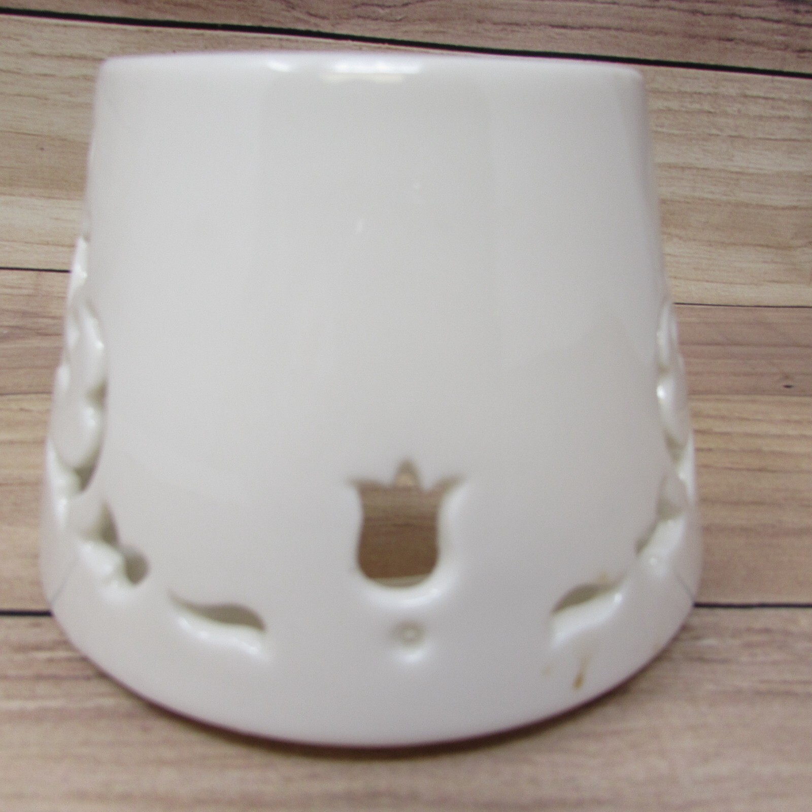 Home Interior Candle Jar Shade White Ceramic Topper Glossy Floral Home