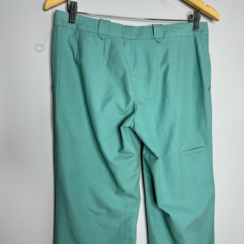 Costume National Career Wide Leg Cotton Pants office Green Women's Medium  - Picture 6 of 9