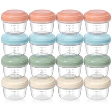 16 Pack 4 oz Small Containers W/ Lids Reusable Plastic Jars Snack Puree