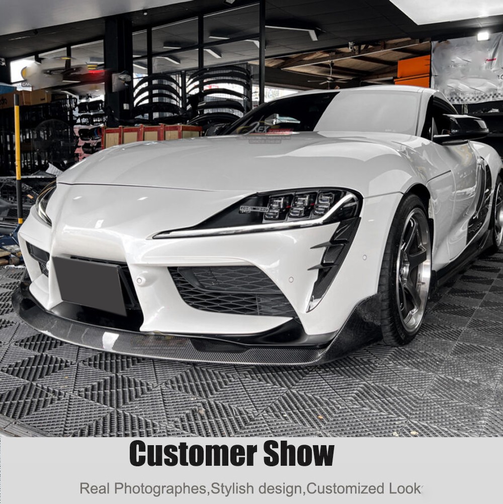 For Toyota Supra GR A90 A91 MK5 Dry Carbon Front Bumper Canards