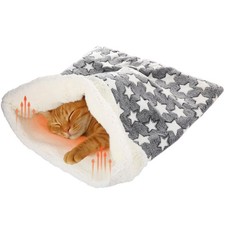 Self Heating Cat Sleeping Bag Indoor Self Warming Cat Bed Cave Heated Pad Coz...