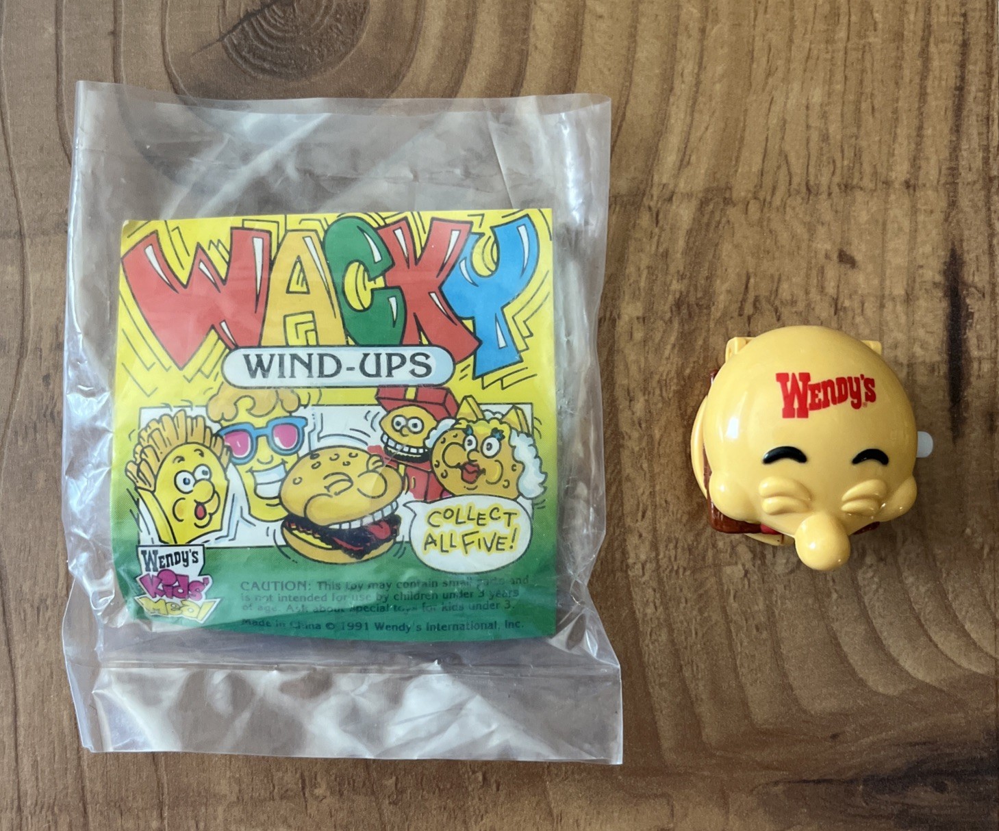 VTG Wendy's Toy Wacky Wind-Ups Anthropomorphic Cheeseburger Spins Flips Top Bun