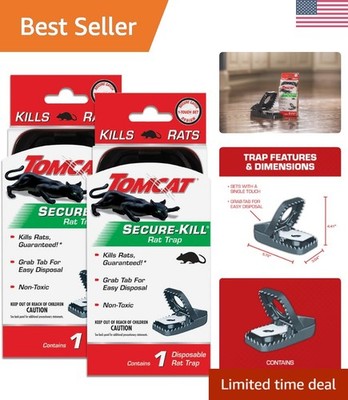 Quick Action Secure-Kill Rat Trap   Compact 2-Trap Set for Smart Pest Control