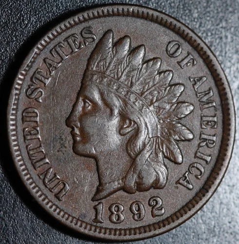 1892 INDIAN HEAD CENT - With LIBERTY & Near 4 DIAMONDS - Near AU UNC