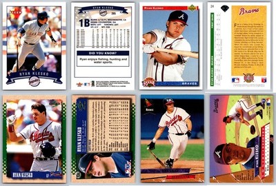 Ryan Klesko 4 Card Lot - RC Atlanta Braves / San Diego Padres
