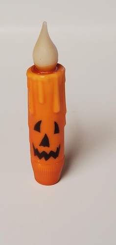 Country Primitive Jack O Lantern Battery Operated LED Timer Taper Candle 4.5" - Picture 2 of 2