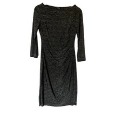 Lauren Ralph Lauren gray long sleeved ruched side boat neck dress women's 6
