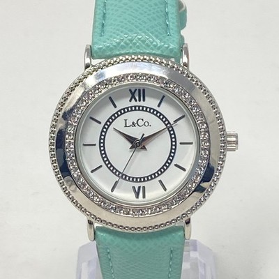 L & Co Womens Watch 36mm Silver Tone Crystals Bling Mint Band New Battery 8.5''