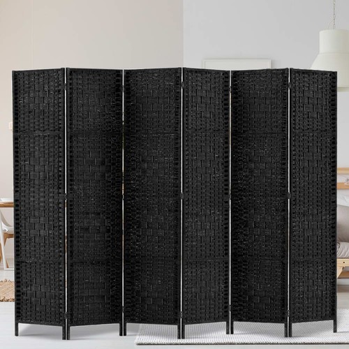 Artiss 6 Panel Room Divider Screen Partition Privacy Fold Stand Woven Black - Picture 7 of 7