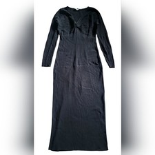 ASTR The Label Black Thick Rib Knit Stretch Midi Sweater Dress Side Slit Large