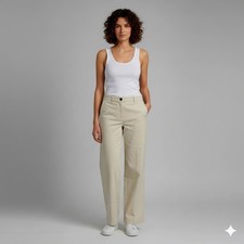 NWT Theory Trouser Patton Pants Sand wide leg Cotton Blend Women's Size 12