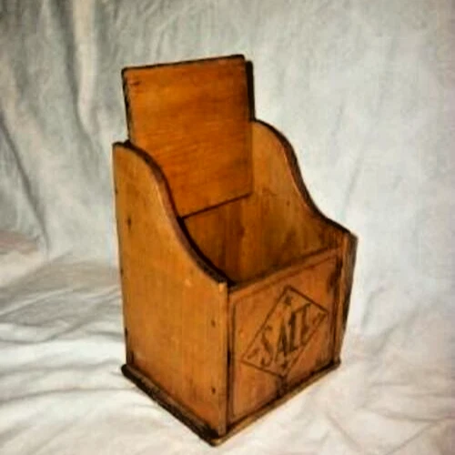 1880s Wood Salt Box Primitive Americana Country Stars Antique Hinged Lid 19th C - Image 3 of 4