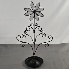 Black Metal Jewelry Tree Stand Organizer Necklaces Bracelets Earrings 17" READ