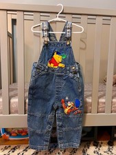 Vintage Disney Pooh Tigger Baseball Overalls 24M 100 Acre Wood All-Stars