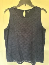 Loft Women's Sleeveless Blouse Top Navy Blue Size Medium