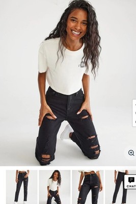 Aeropostale Black Distressed Mom Jeans | Size 000R | 24P