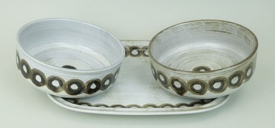 2 SCHÜSSELN und 1 SERVIERPLATTE ceramano gala sepia esthetique tique 70er jahre