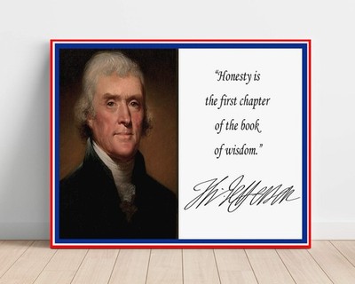Classic Quotes Poster - Thomas Jefferson - Honesty first wisdom
