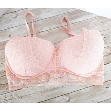 Pink by VS Size M D-DD Medallion Lace Bralette Victoria s Secret Pushup Floral