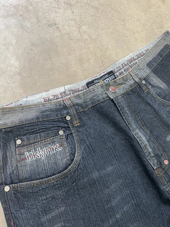 Винтажные мужские джинсы из денима Brooklyn Xpress с широкими штанинами мешковатые 90-е 40x34 Y2K - Изображение 3 из 4