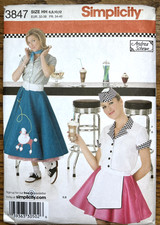 Simplicity Pattern 3847 Misses Costumes Skirts Shirts Apron Hat Sz 6-12