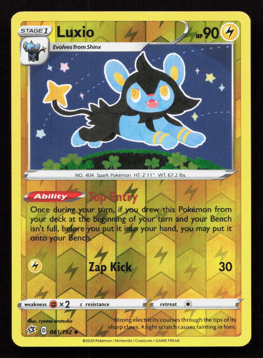 LUXIO 061/192 Pokemon REBEL CLASH Reverse Holo