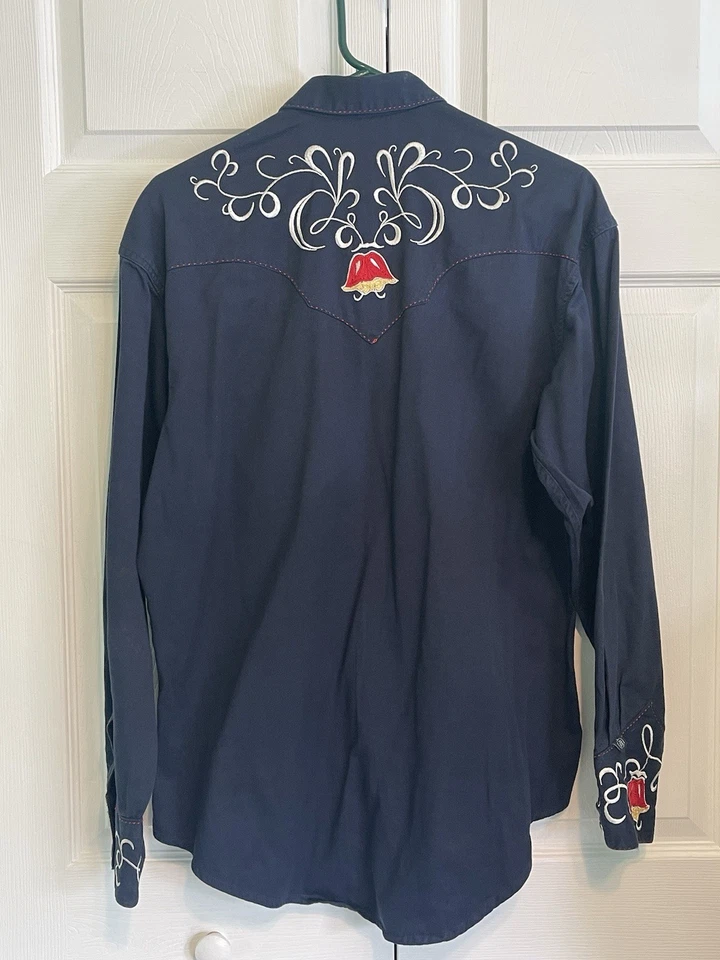 Camisa Rockmount Ranch Wear Para Hombres Floral Perla Punto de Cadena Mediana Occidental Foto 2 de 4