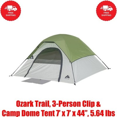 Ozark Trail, 3-Person Clip & Camp Dome Tent 7  x 7  x 44 , 5.64 lbs