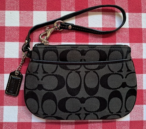 Bracciale Coach Nero Firmato "C" Tela Jacquard con Etichetta da Appendere *BELLISSIMO*