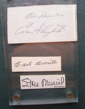 3  Cut Signatures of STAN MUSIAL - ENOS SLAUGHTER - EARL AVERILL - Baseball