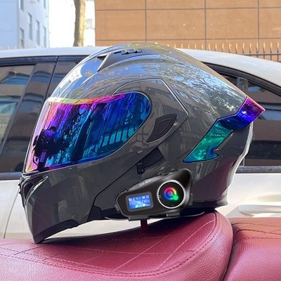 Motorcycle Bluetooth Helmet Integrated Intercom Double Visors Motorbike Helmets