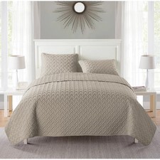 VCNY Home Nina Embossed 3-Pc.Quilt Set, Full/Queen - Taupe