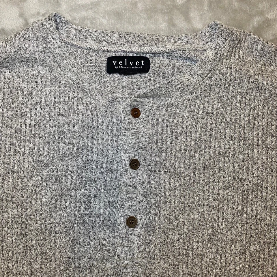 Camisa de manga larga Henley gris XXL Velvet by Graham & Spencer para hombre Foto 3 de 4