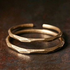 Hammered 2xSolid Pure Copper Cuff - Copper Arthritis Therapy Adjustable Bracelet