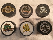 Set of six Memphis Riverkings Hockey Pucks Central Hockey League CHL