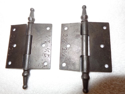 Pair of Ornate Steeple Tip Victorian Hinges . 2.5"x 2.5" - Picture 2 of 5