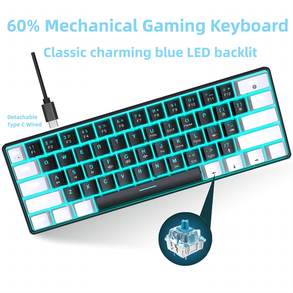 V900 Mechanical Gaming Keyboard 61-Key High-Quality W7I7 Design