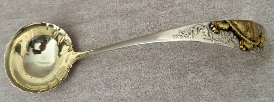 WHITING JAPANESE APPLIED SNAPPING TURTLE STERLING 10 1/4” CHARLES OSBOURNE LADLE - Image 2 of 4