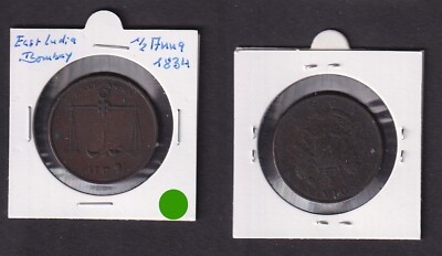 1/2 Anna Münze British East India Company Bombay Presidency 1834 (152623)