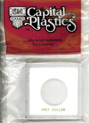 Capital Holder For Half 1/2 Dollar Coin 2.5x2.5 White Display Snaplock Capsule