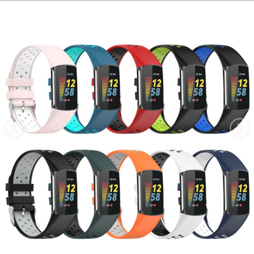 Silicone Band Sport Replacement Wristbands Strap for Fitbit Charge 5/Charge 6 - Picture 1 of 21