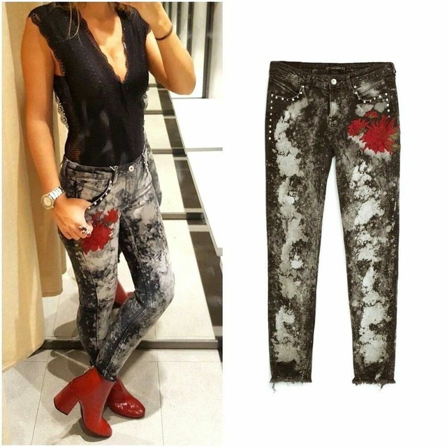 ZARA TIEDYE JEANS BLACK REF.6147/221 SIZE 36EU/US4/UK8 BLOGGERS