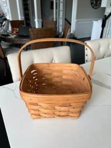 Longaberger Medium Berry Basket Swing handle Classic Blue Liner 1997 square