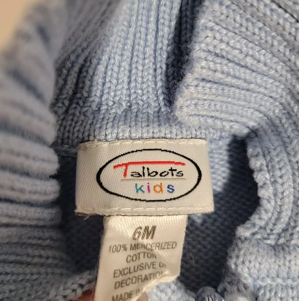 Cárdigan Vintage Talbots Bebé Talla 6 Meses Cremallera Completa Azul Caballo Bordado Foto 4 de 4