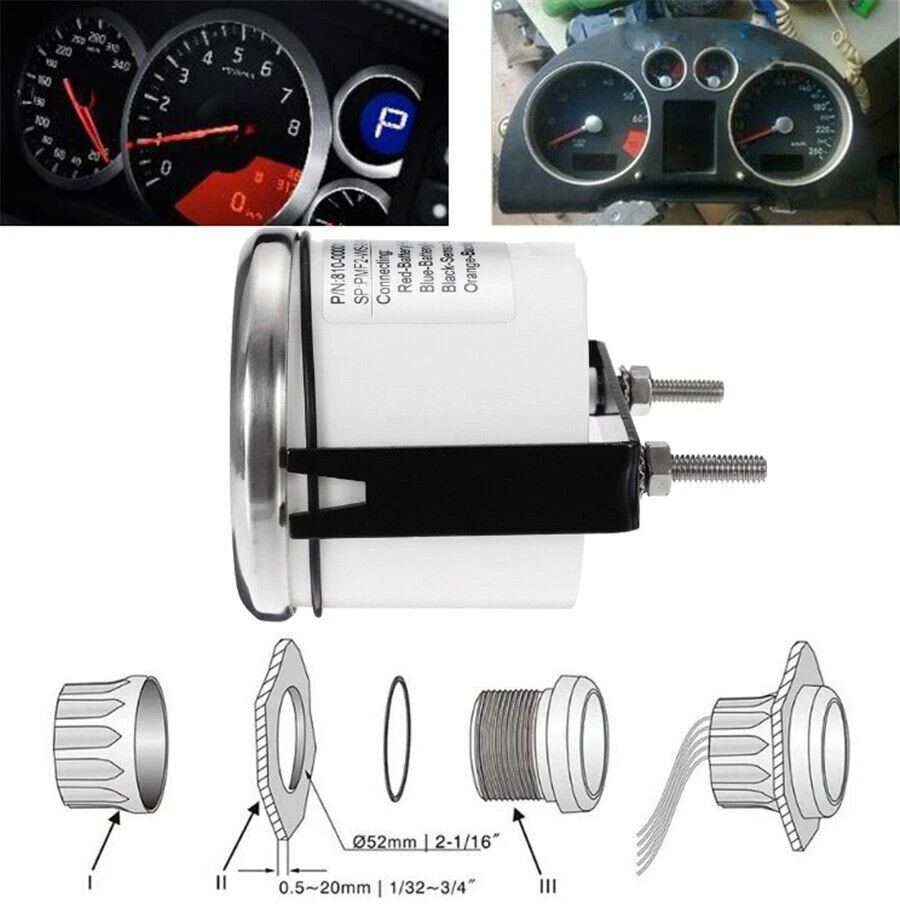 DC12/24V 52mm Car Boat Fuel Level Gauge Tank Indicator Meter Red LED Background - Image 4 of 4