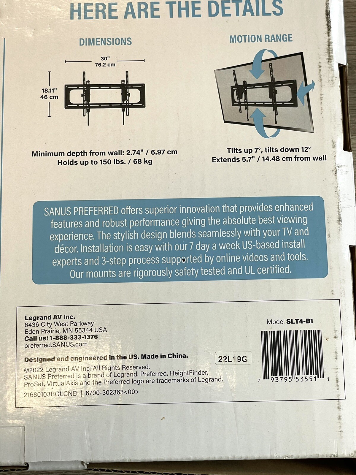 Sanus Preferred 42"90" Tilting Tv Mount eBay