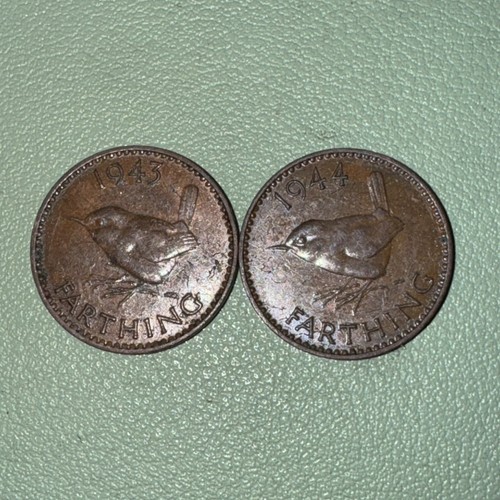 Lot of 2, Great Britain, 1943 1944 Farthing, KM843, George VI, WWII