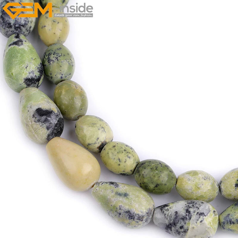 Natural African Green Turquoise Gemstone Beads For Jewelry Making 15" Teardrop