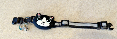 Air Tag Cat Collar, Glow in the Dark Cat Face, Moon & Bell Charms, 9-12.2 in,NIB