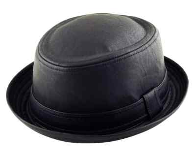 PORK PIE HEISENBERG BREAKING BAD Mütze Kunstleder strukturiert matt PVC schwarz